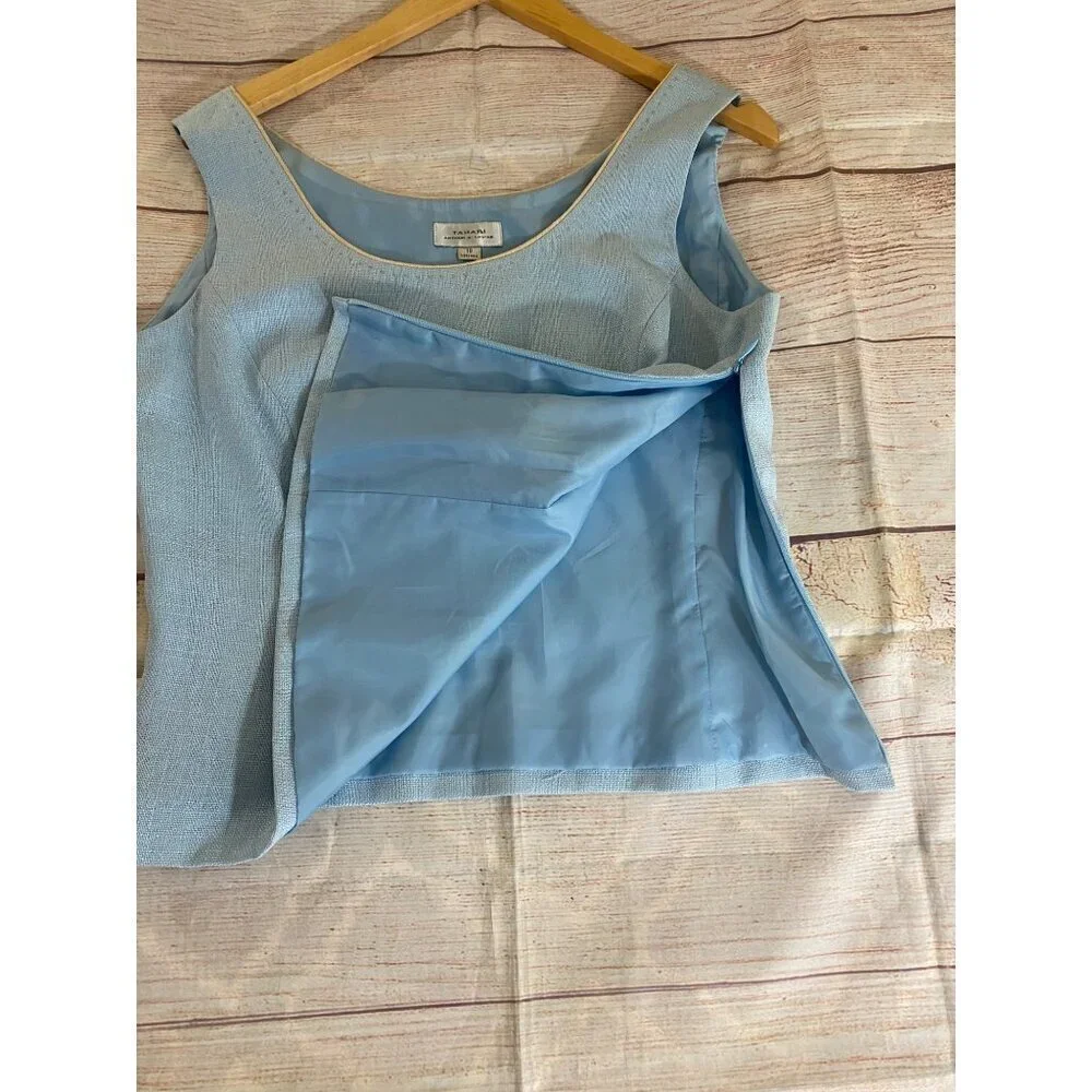 Tahari Women's Powder Blue Sleeveless Classic Office Blouse - 10 - Picture 9 of 11